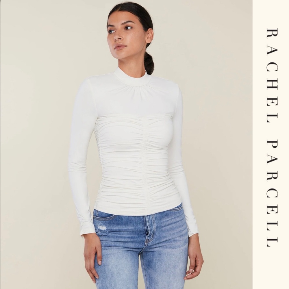 Rachel Parcell - Ivory Long Sleeve Ruched Mock Neck